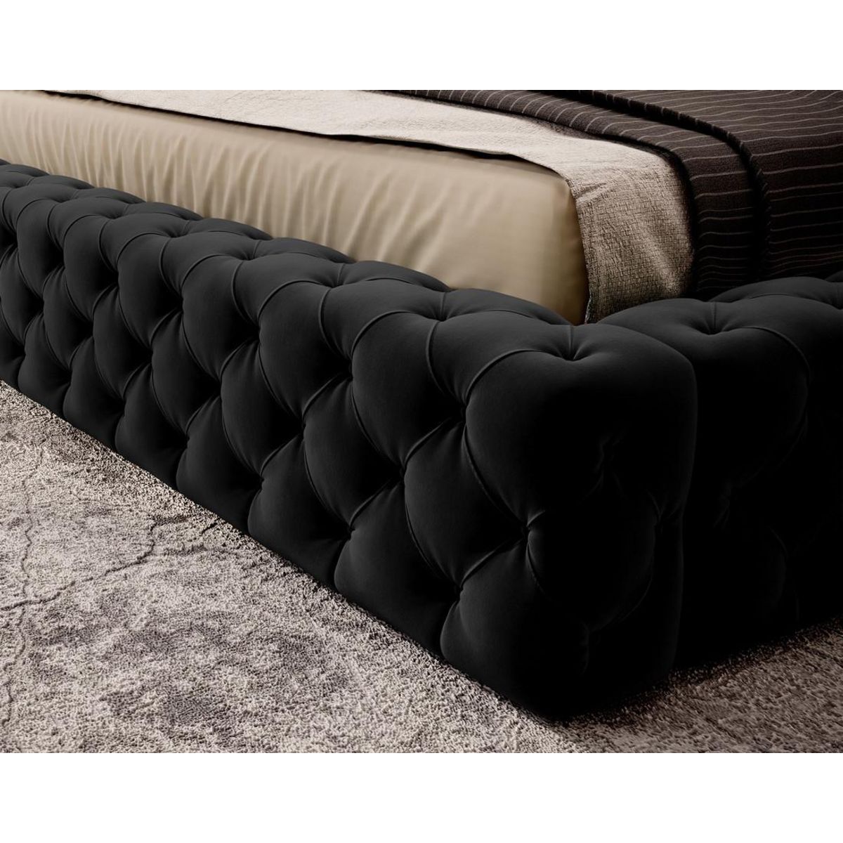 BEST MOBILIER Christiana - lit coffre - 160x200 - sommier inclus - en velours