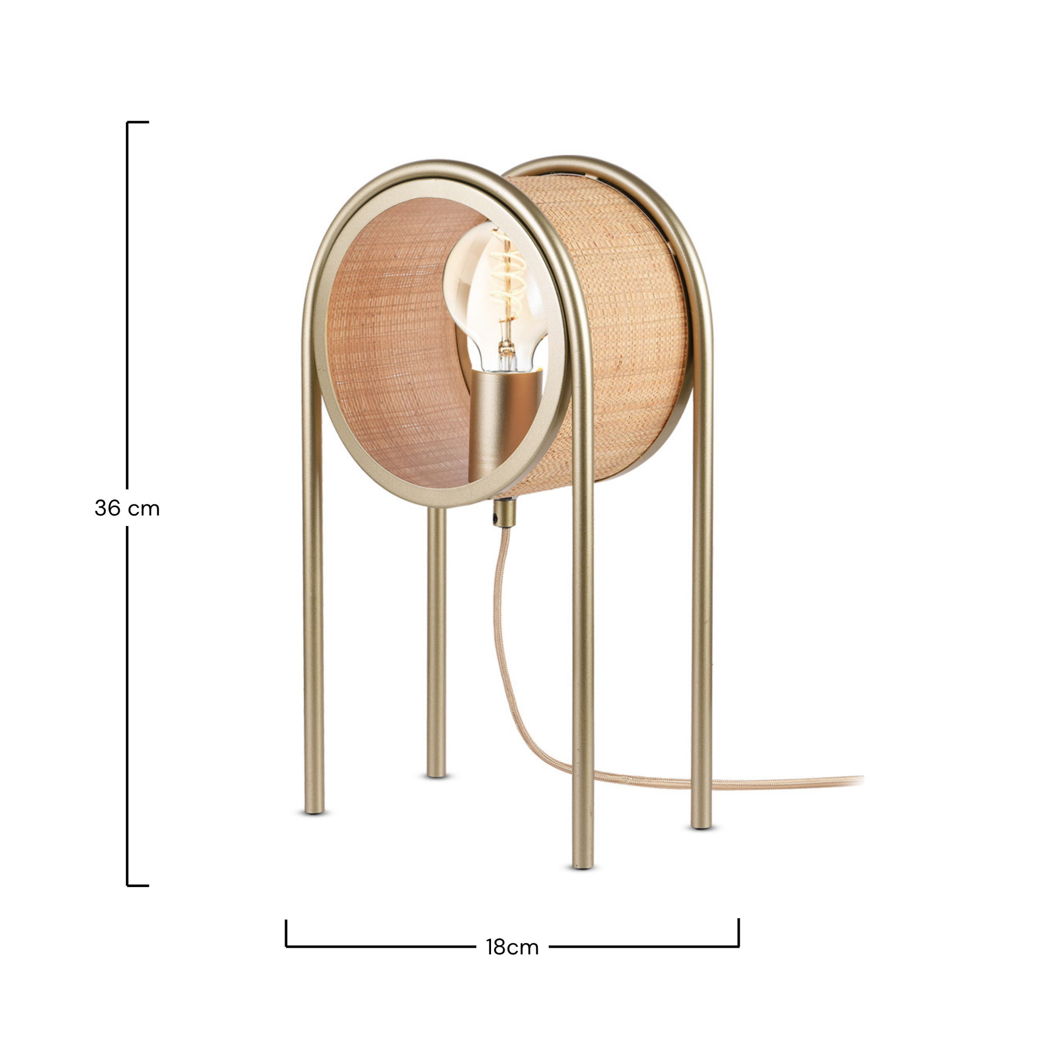Voir la diapositive 4 : MAISON PAVANE Lampe à poser en fibre naturelle-Bob