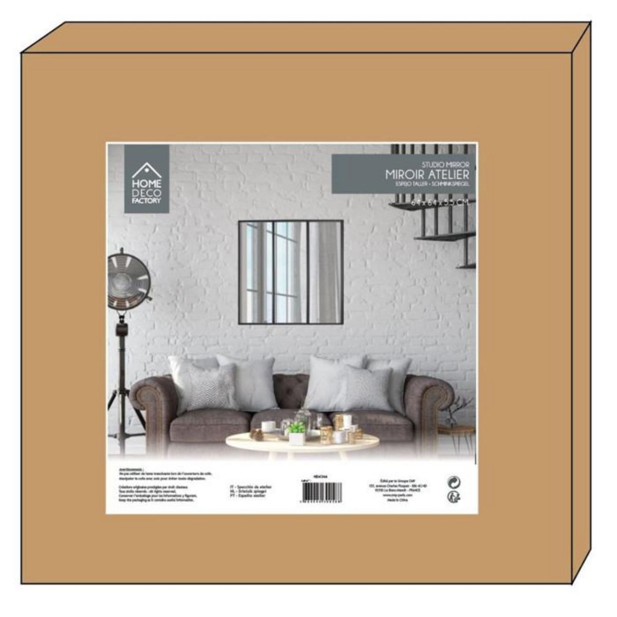 Paris Prix Miroir Mural en Métal Design  Atelier  61cm Noir