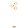 Voir la diapositive 1 : ID MARKET Lampadaire sur pied en métal doré avec 3 abat-jours globe verre