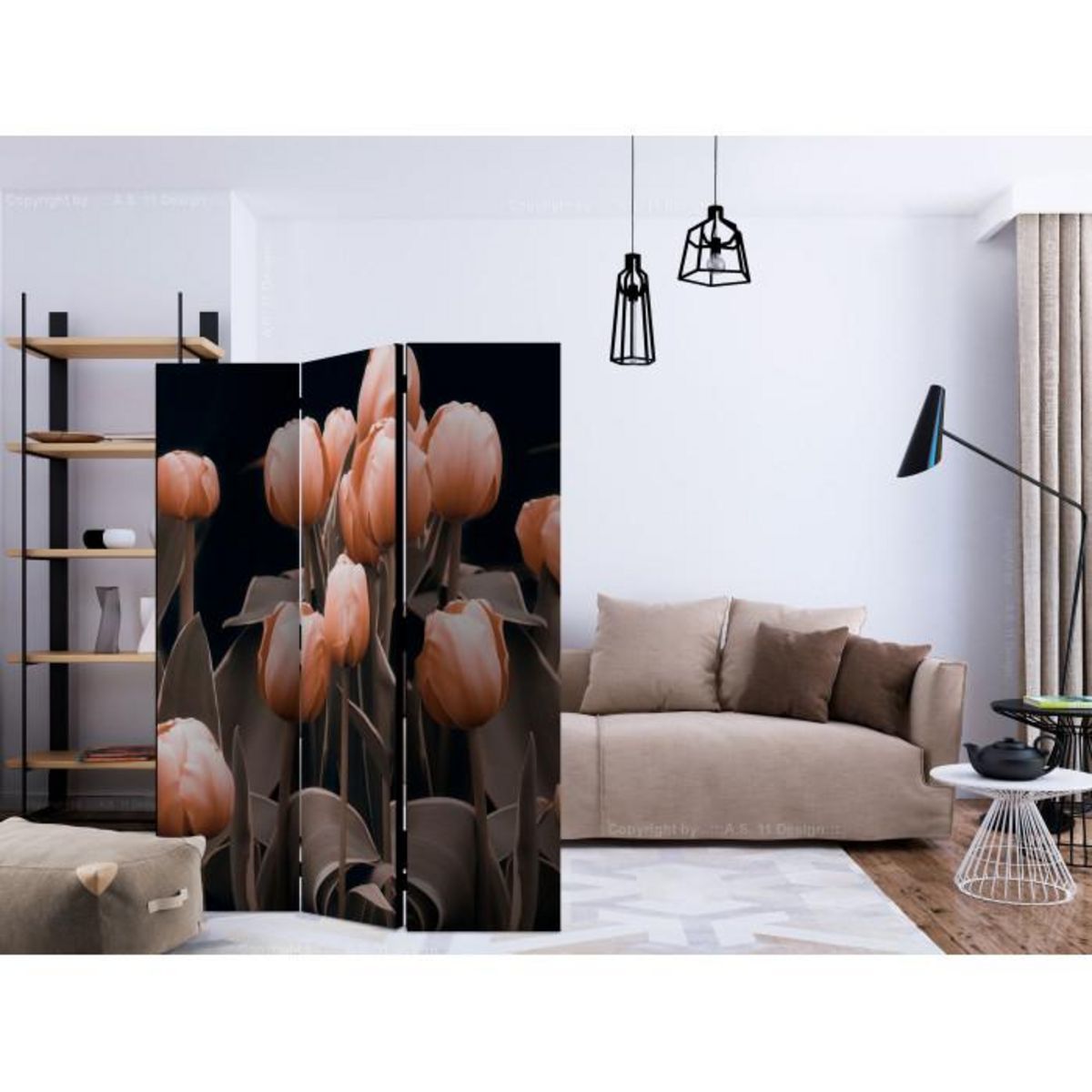 Paris Prix Paravent 3 Volets  Ladies Among the Flowers  135x172cm