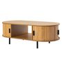 Voir la diapositive 3 : BEST MOBILIER Kofu - table basse - bambou - 2 portes et 1 niche - 120 cm