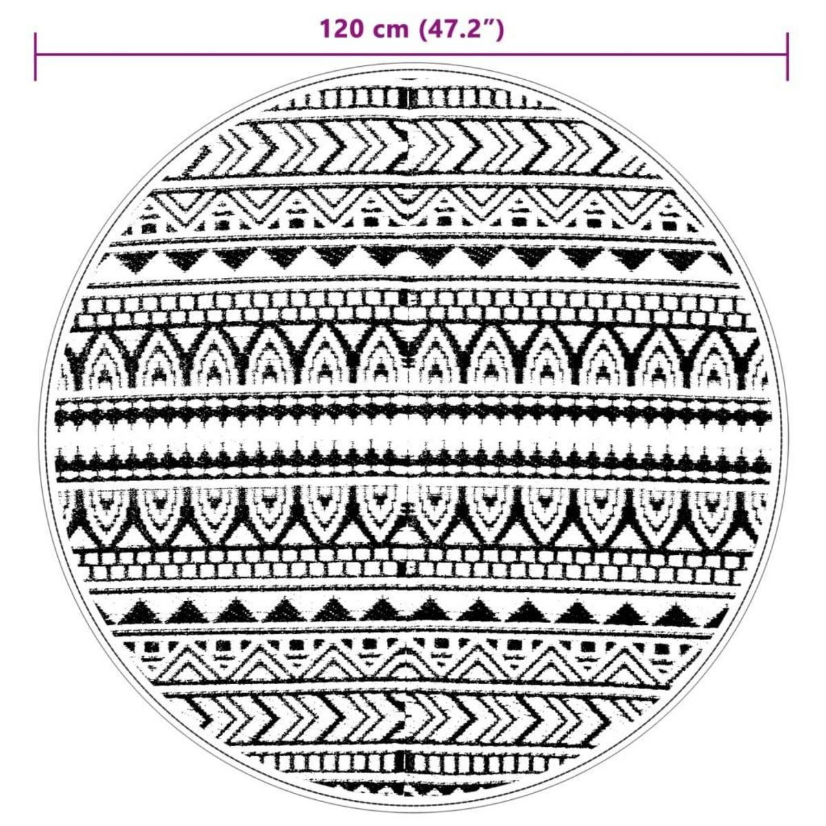 VIDAXL Tapis d'exterieur ARAKIL noir Ø120 cm PP