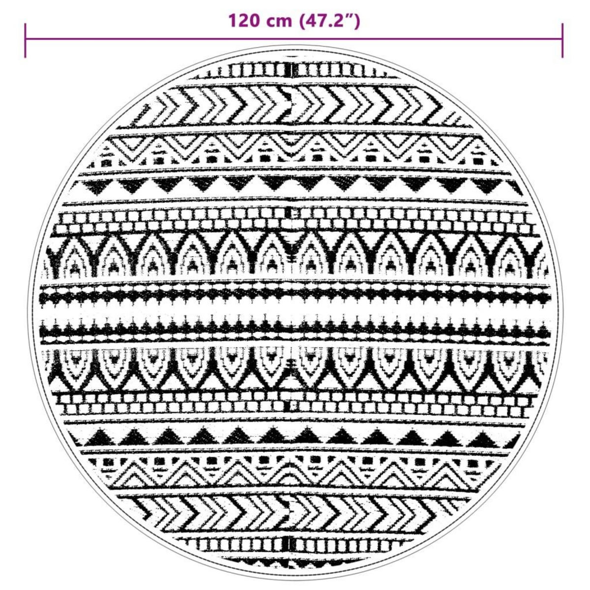 VIDAXL Tapis d'exterieur ARAKIL noir Ø120 cm PP