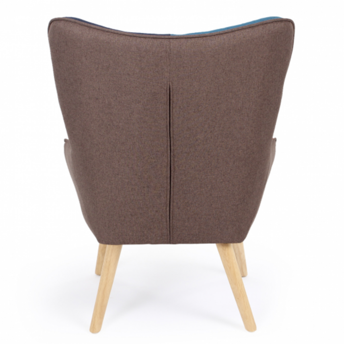 ID MARKET Fauteuil scandinave IVAR avec repose pieds en tissu patchwork multicouleurs et imprimé pied de poule