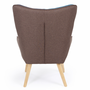 Voir la diapositive 4 : ID MARKET Fauteuil scandinave IVAR avec repose pieds en tissu patchwork multicouleurs et imprimé pied de poule