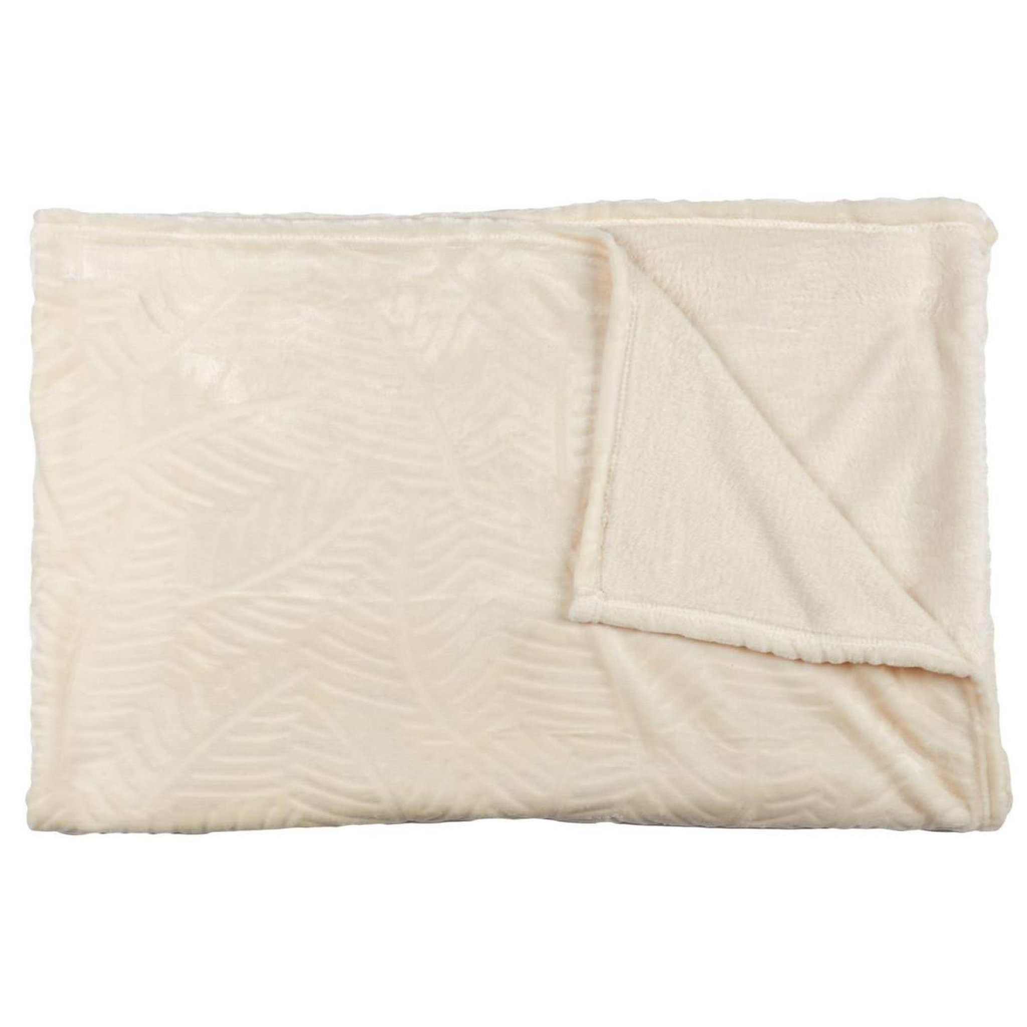 The Home Deco Factory Plaid flanelle embosse  roméo  150x200cm crème