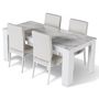 Voir la diapositive 3 : BEST MOBILIER Amaury - table à manger - blanc - plateau effet marbre - 4 à 6 personnes