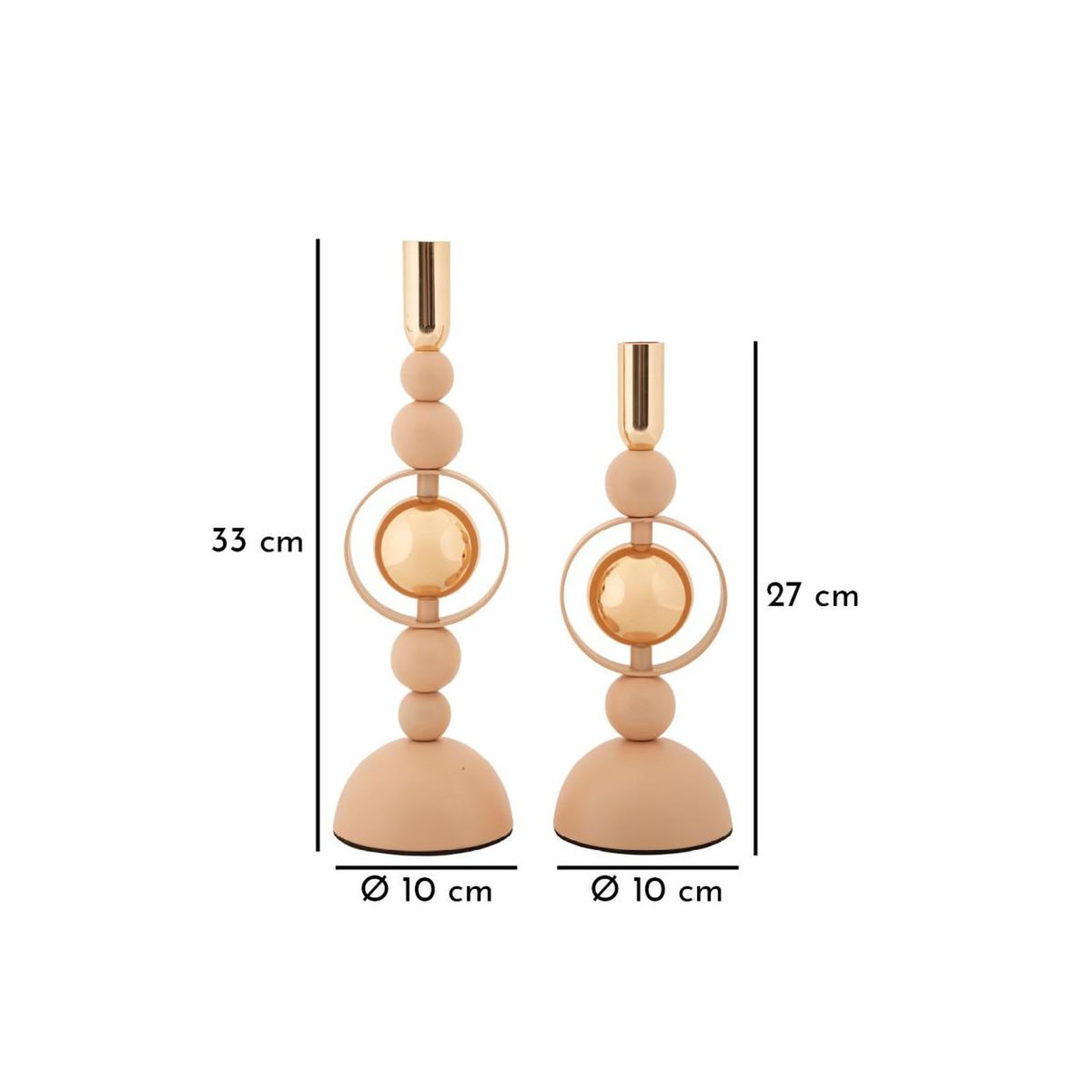 Voir la diapositive 5 : Paris Prix Lot de 2 chandeliers  saturn  33cm rose & or