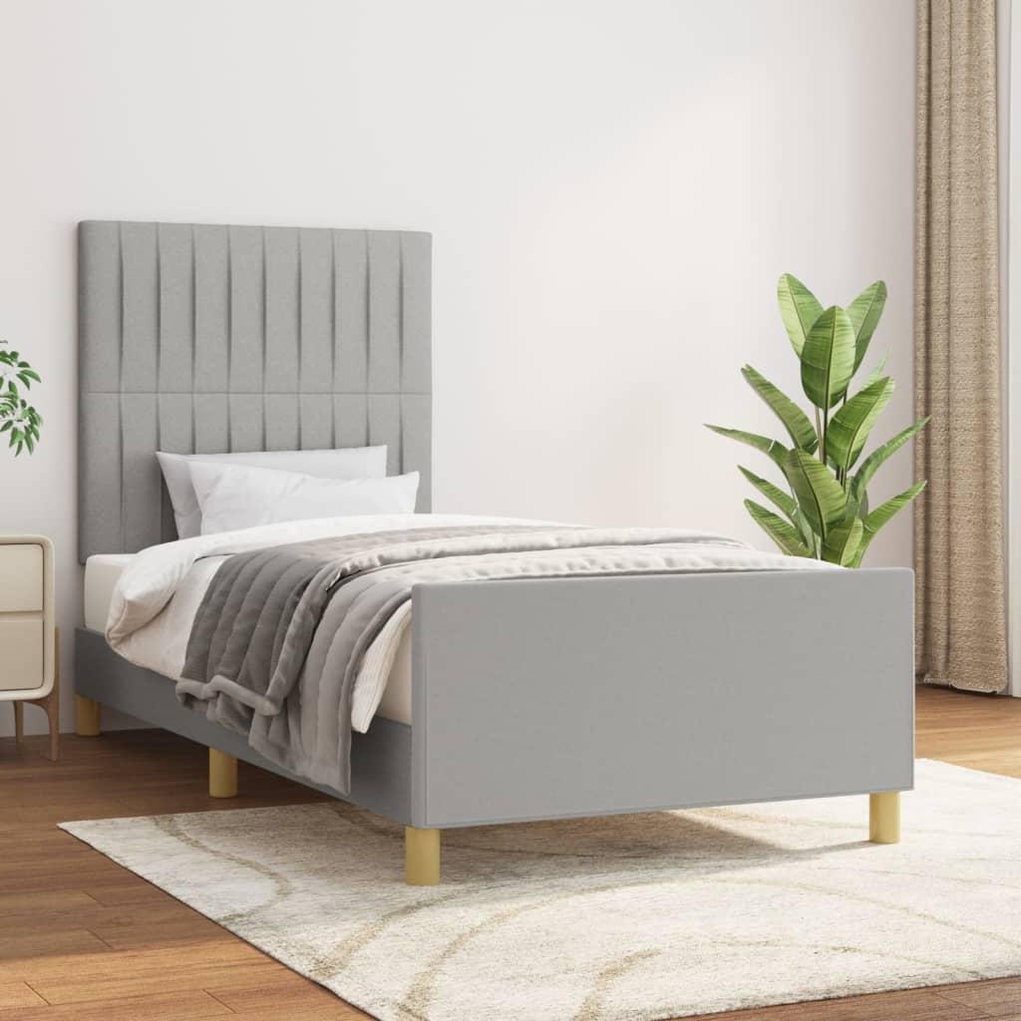 Voir la diapositive 1 : VIDAXL Cadre de lit sans matelas gris clair 80x200 cm tissu
