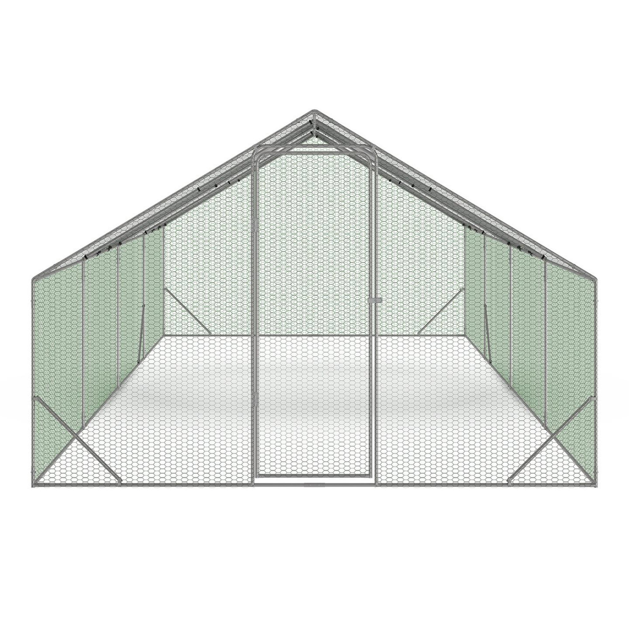 Voir la diapositive 3 : ID MARKET Enclos poulailler 24 m² parc grillagé 8x3 m acier galvanisé