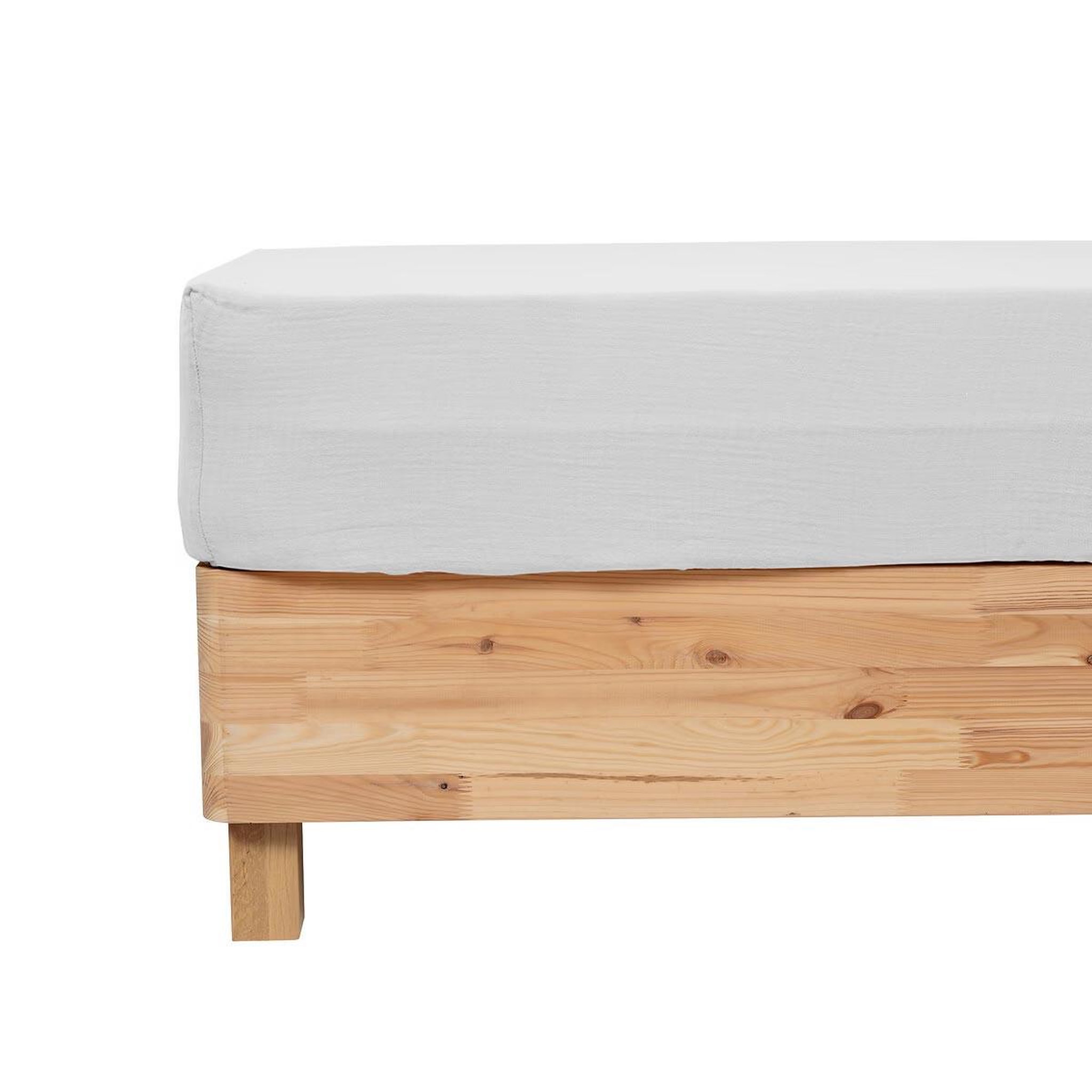 Voir la diapositive 2 : ATMOSPHERA Drap housse en gaze de coton  flora  160x200cm blanc