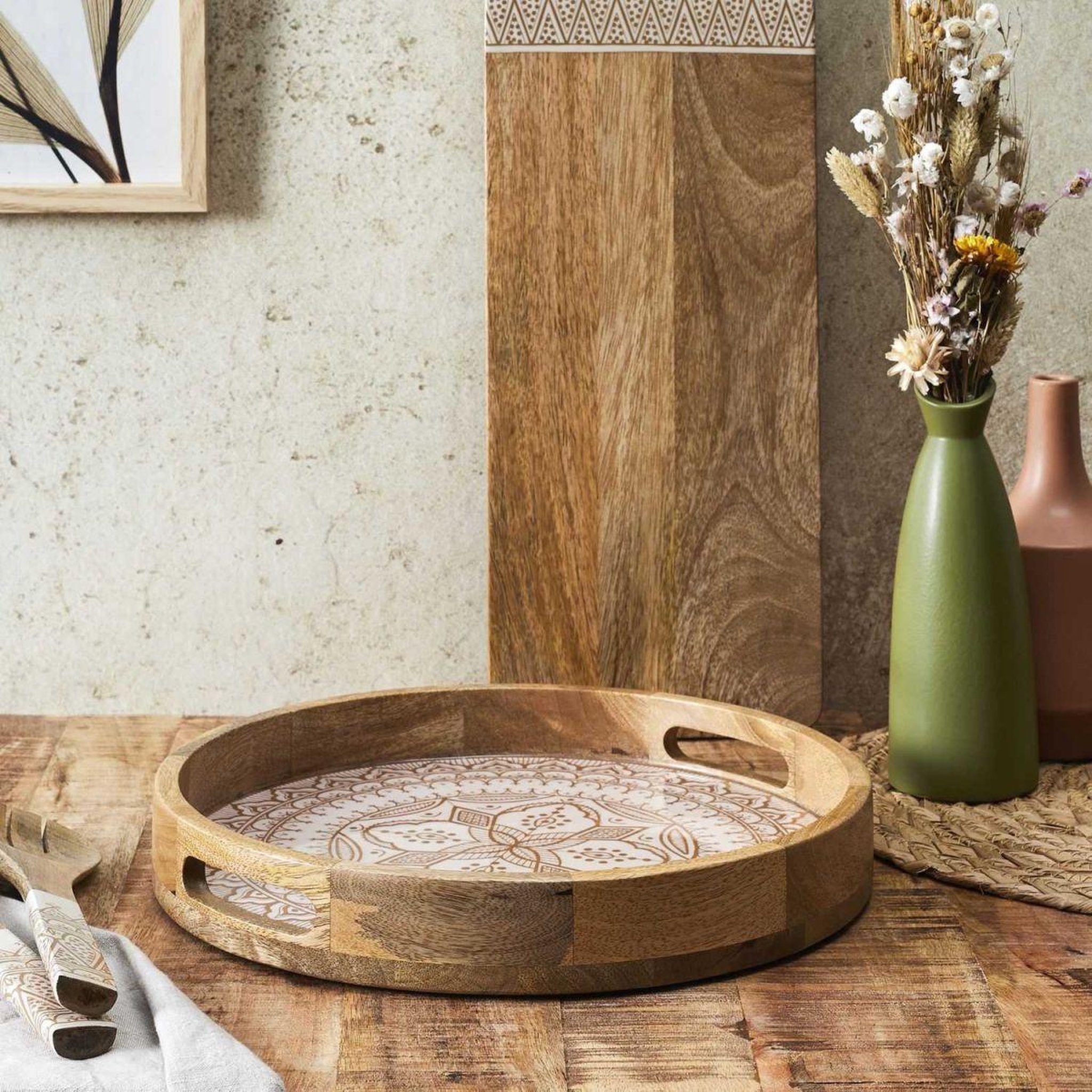 Voir la diapositive 3 : The Home Deco Factory Plateau de service en bois  dune  35cm terracotta