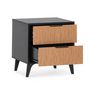 Voir la diapositive 3 : VS VENTA-STOCK Table de chevet Denis 2 tiroirs couleur Noir/Bois