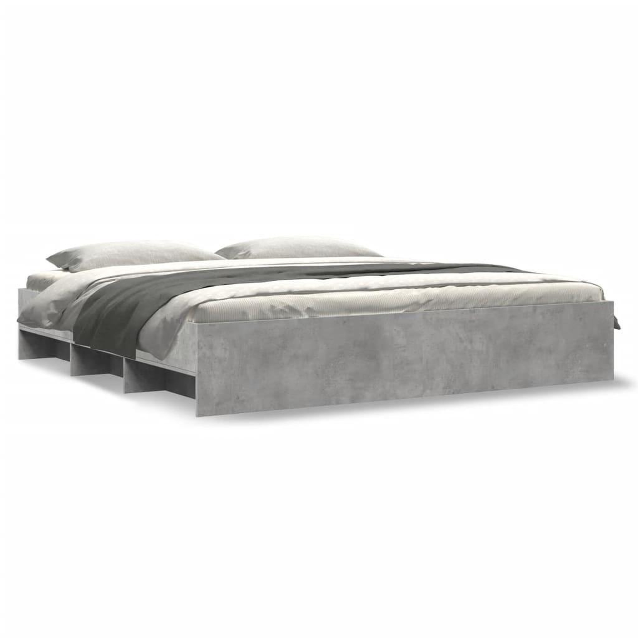 Voir la diapositive 2 : VIDAXL Cadre de lit sans matelas gris beton 200x200 cm bois ingenierie