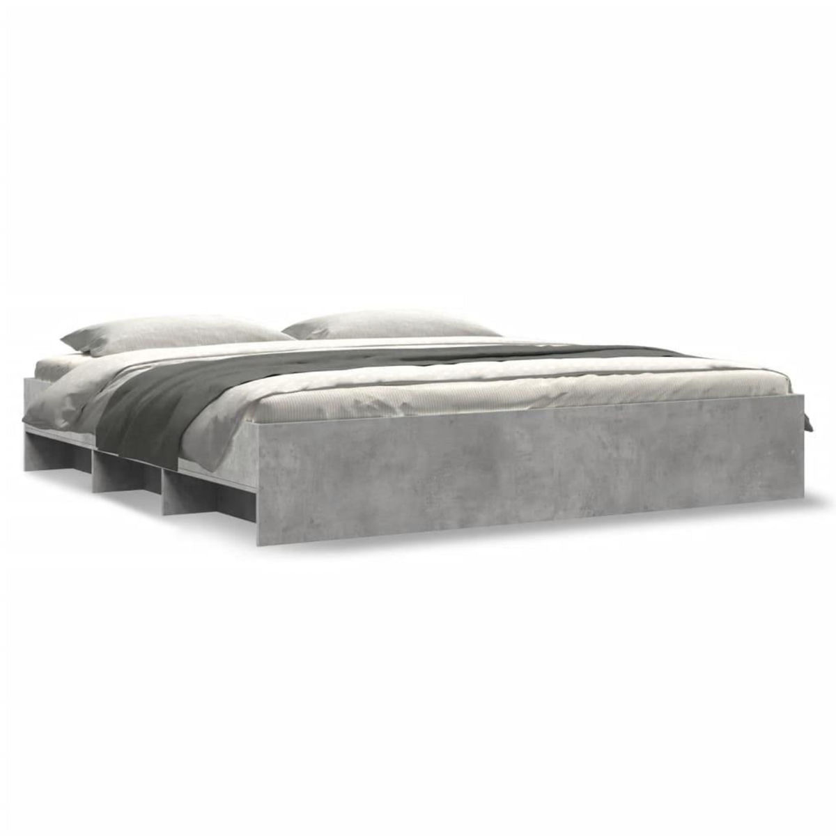 VIDAXL Cadre de lit sans matelas gris beton 200x200 cm bois ingenierie