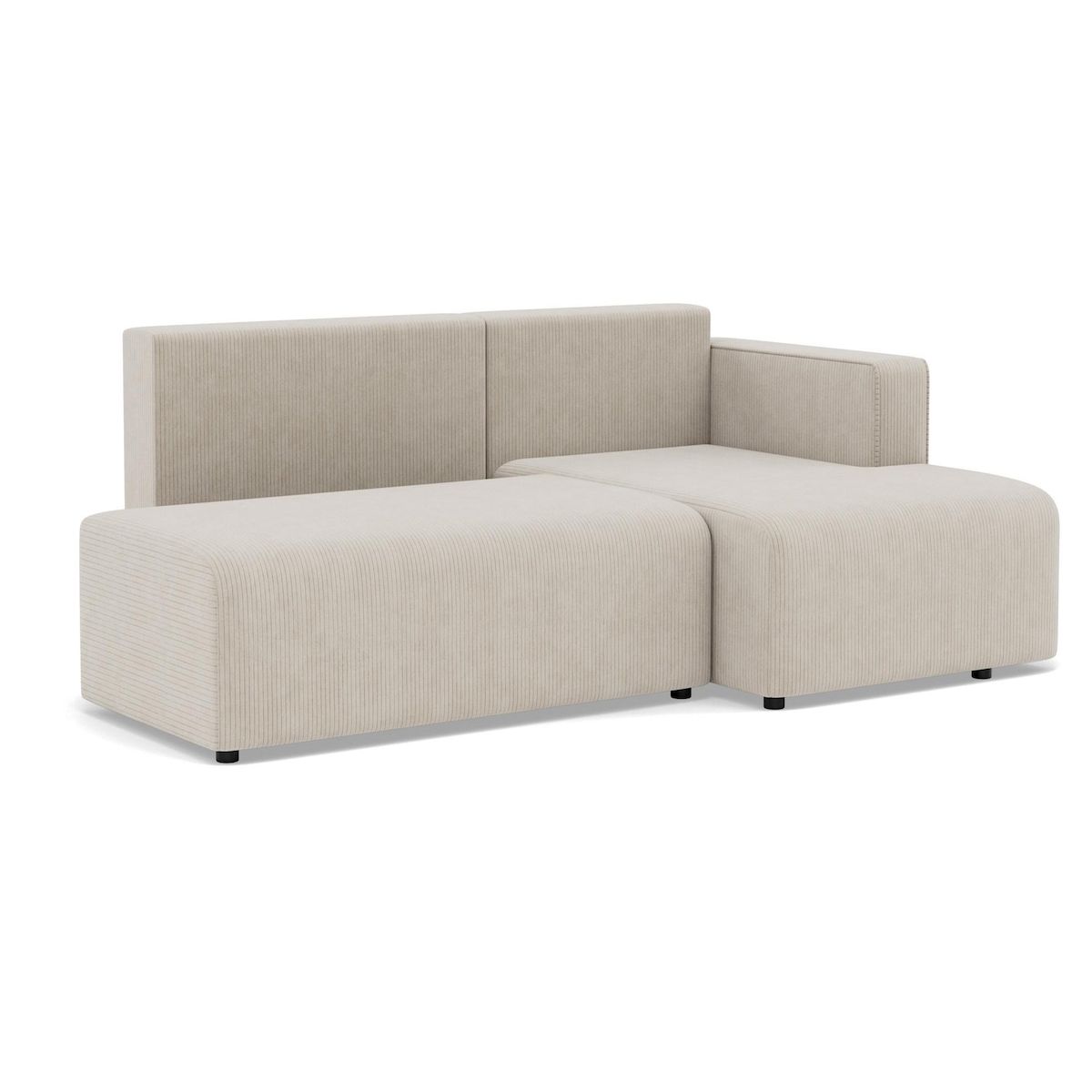 BEST MOBILIER Topaze - canapé d'angle droit 4 places convertible avec coffre en velours côtelé