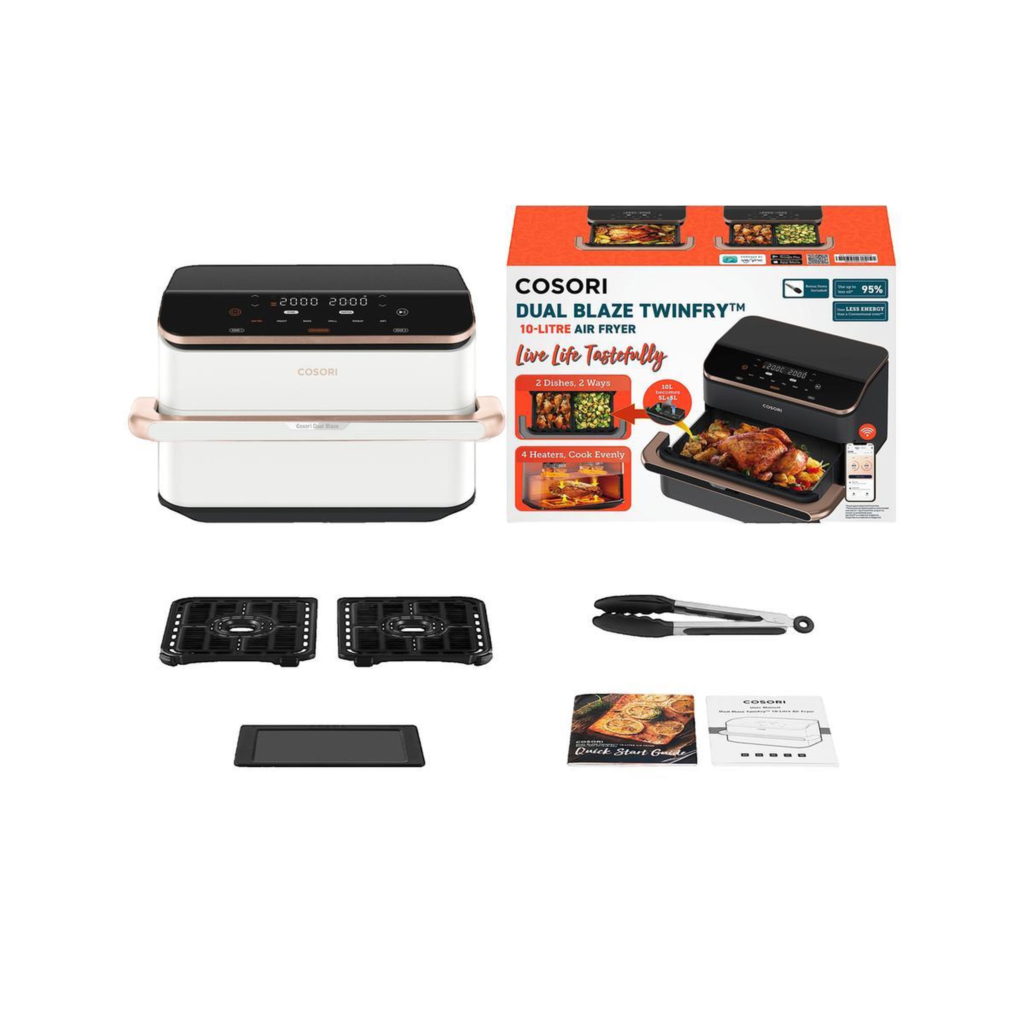 Voir la diapositive 3 : COSORI Friteuse à air Dual Blaze TwinFry 10L 2800W