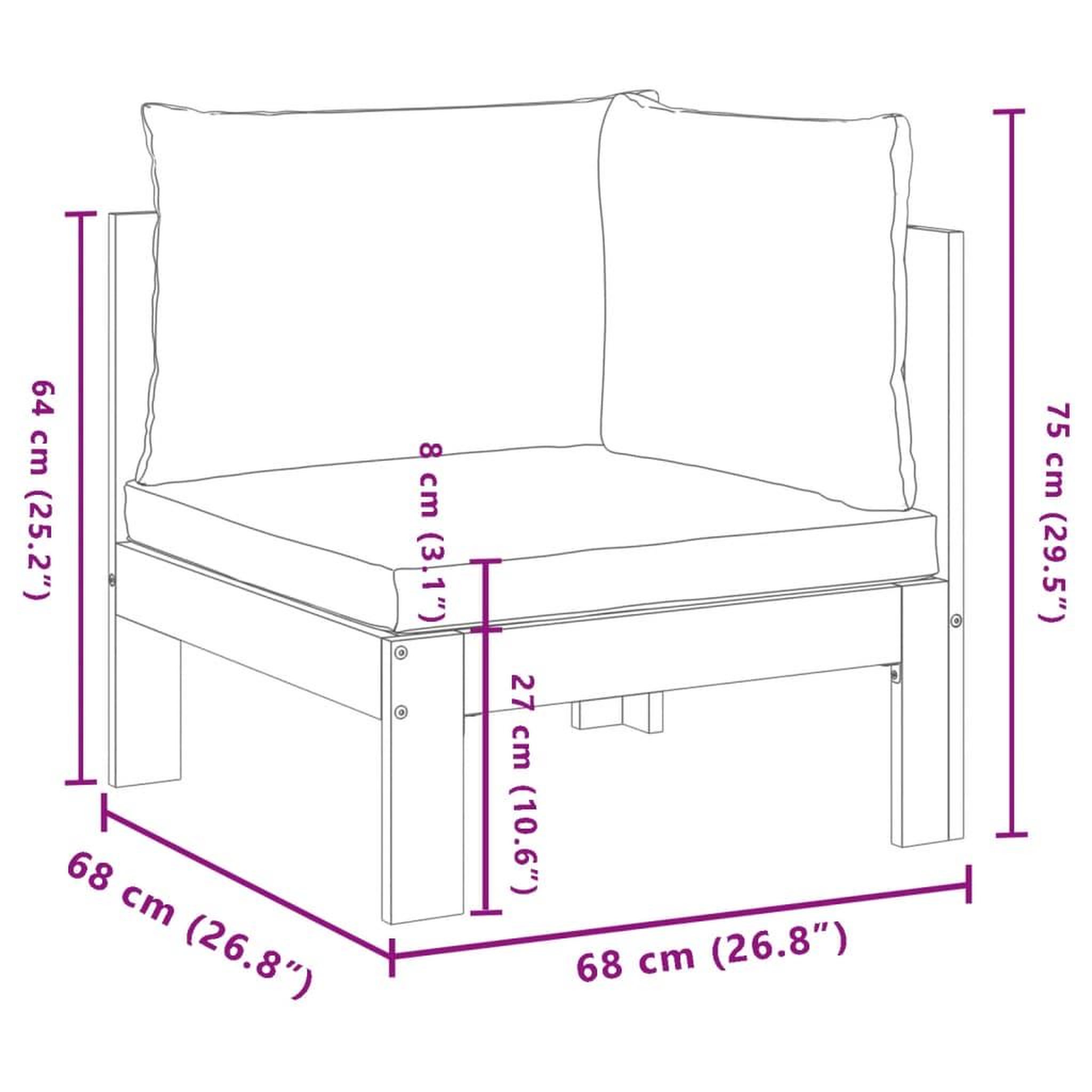 Voir la diapositive 6 : VIDAXL Canape d'angle de jardin avec coussins bois massif d'acacia