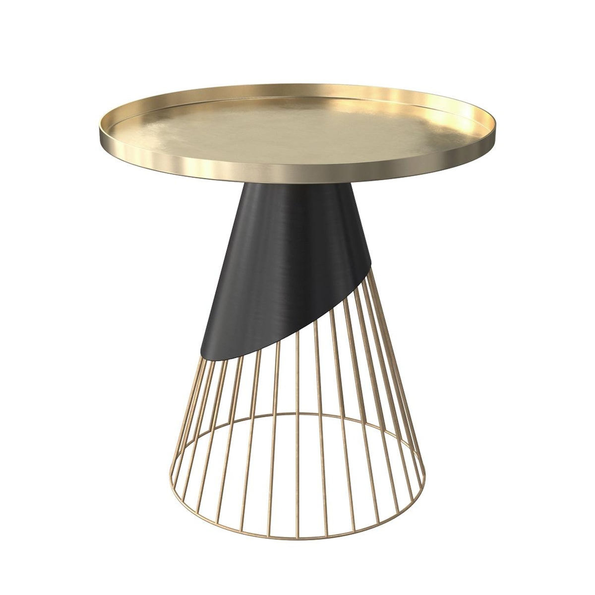 Rendez vous déco Table d'appoint ronde en métal noir et plateau laiton D45 cm - Corry
