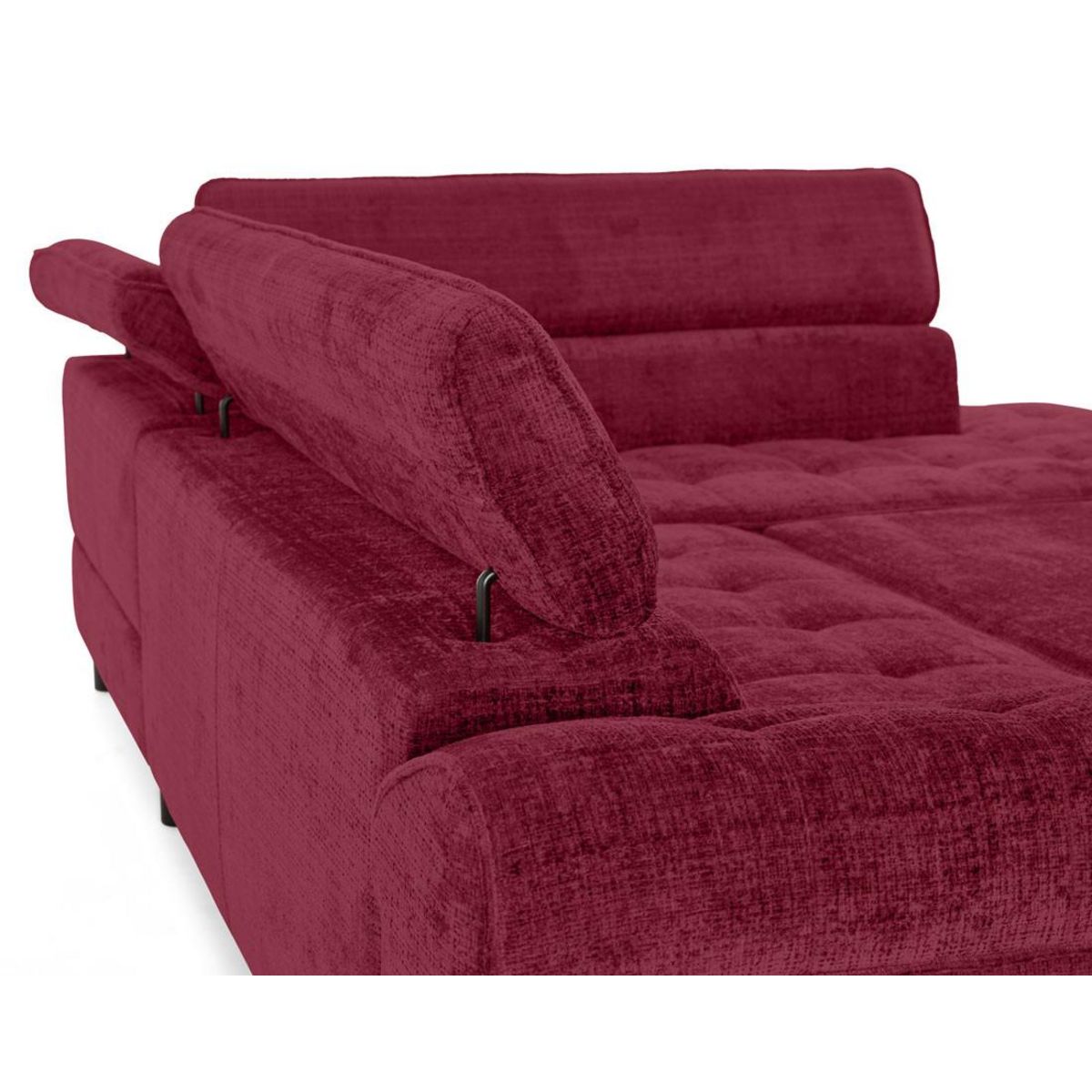 LISA DESIGN Marlo - canapé d'angle droit 5 places convertible avec coffre et têtières en velours texturé