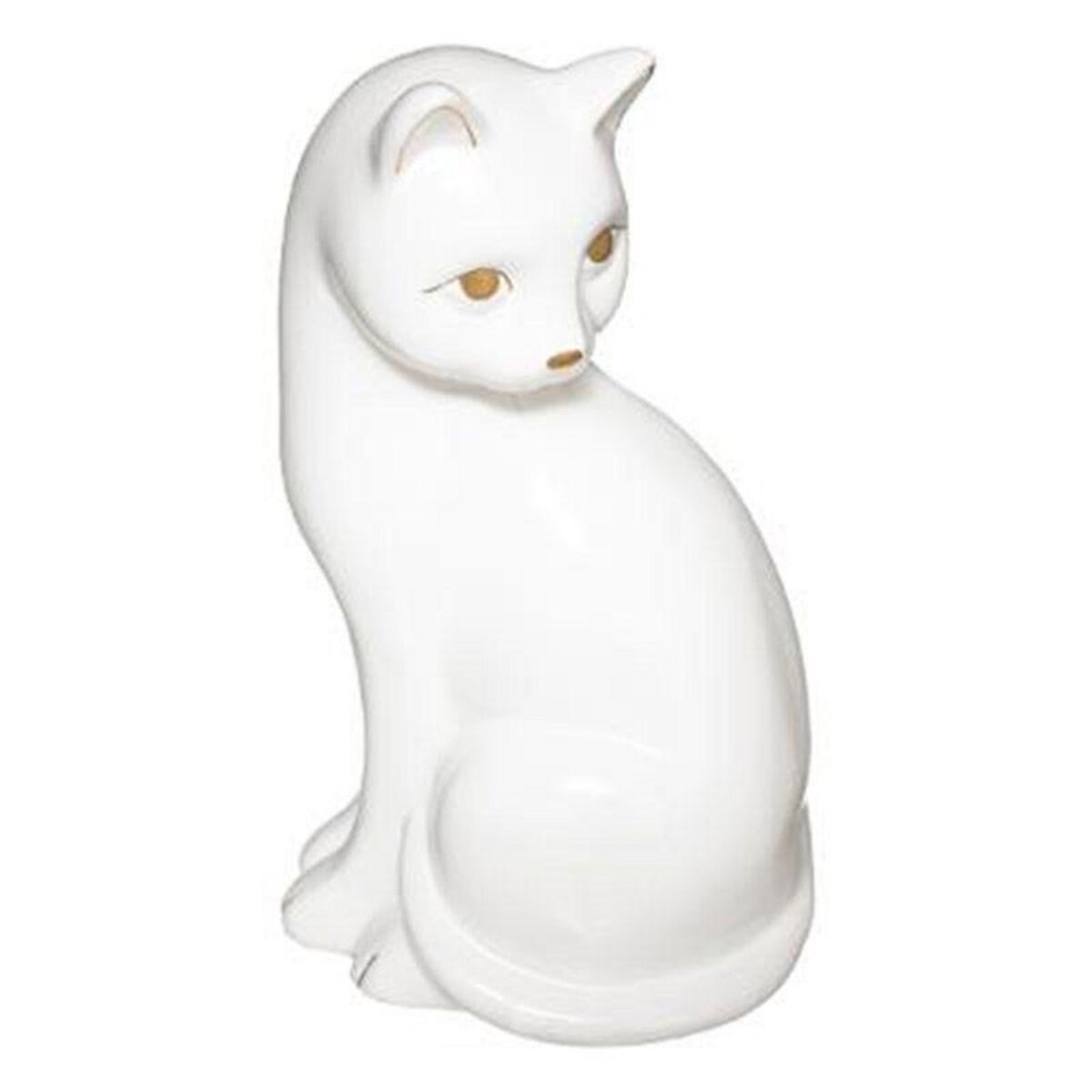 Statuette Déco en Céramique Chat 26cm Blanc pas cher 