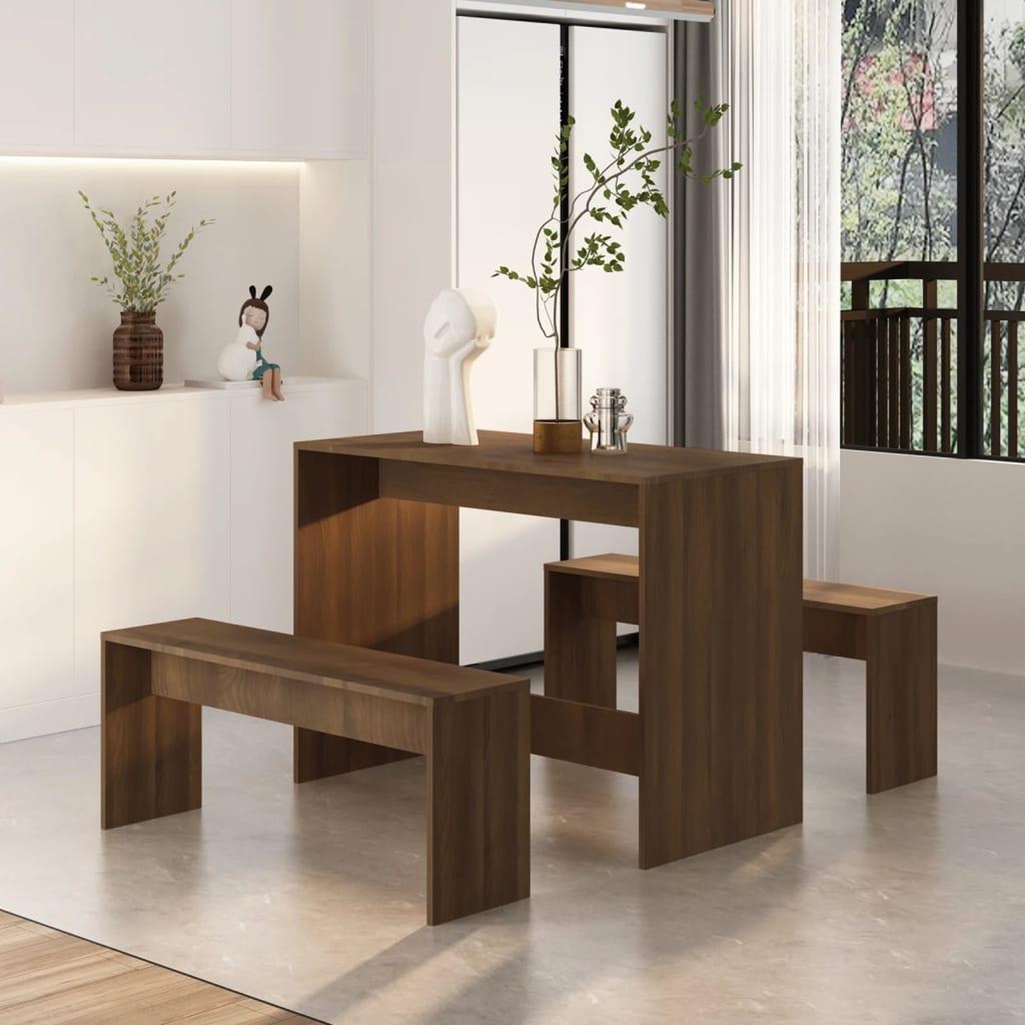 Voir la diapositive 3 : VIDAXL Ensemble a manger 3 pcs Chene marron Bois d'ingenierie
