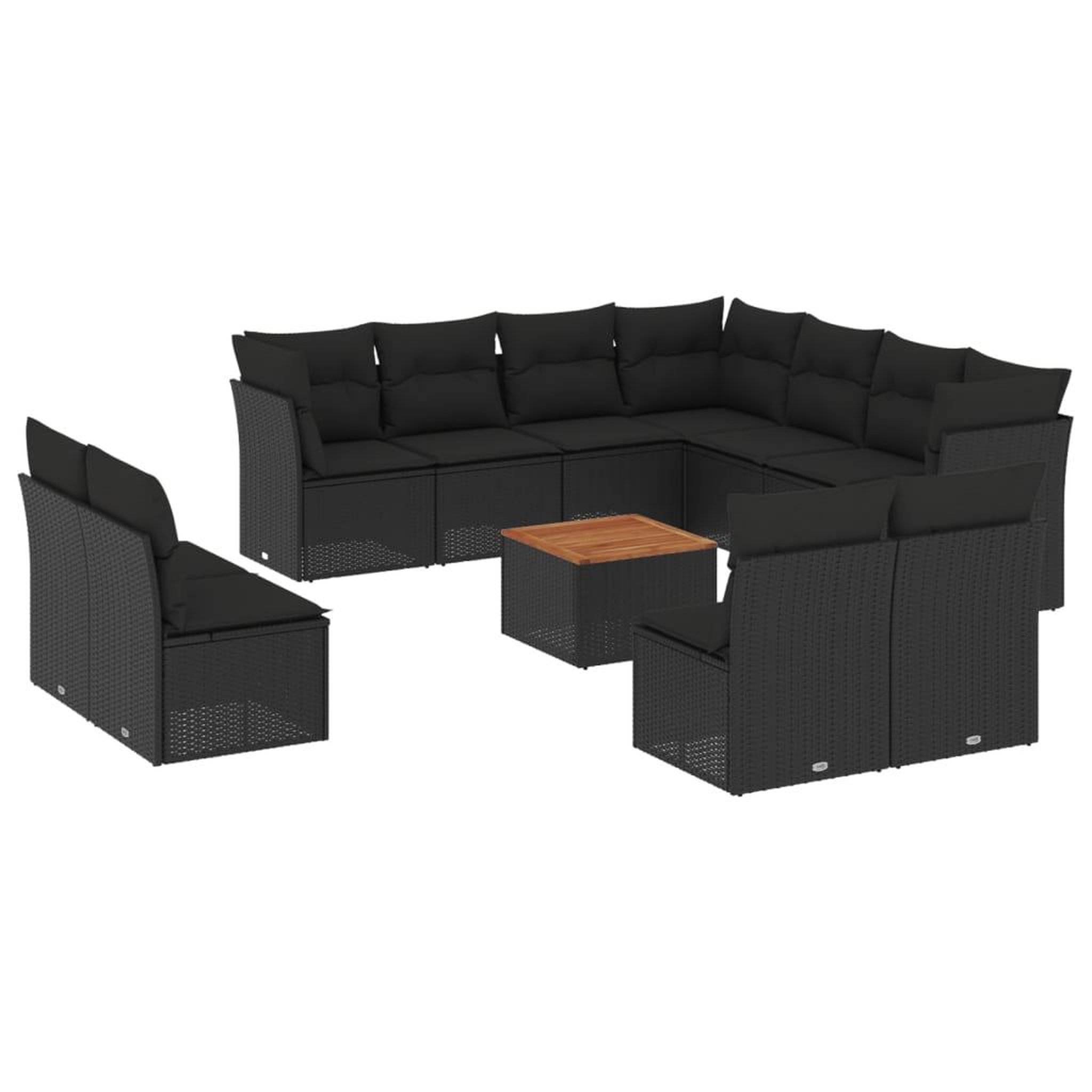 Voir la diapositive 2 : VIDAXL Salon de jardin 12 pcs avec coussins noir resine tressee