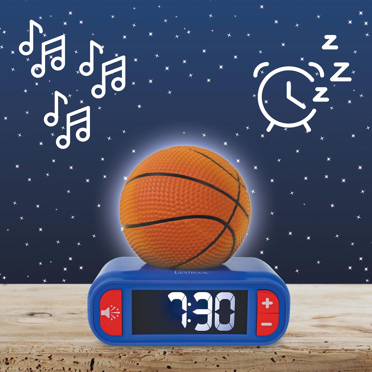 Lexibook Réveil avec veilleuse Basketball en 3D