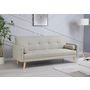 Voir la diapositive 3 : CONCEPT USINE Canapé scandinave convertible 3 places en tissu beige WOODEN