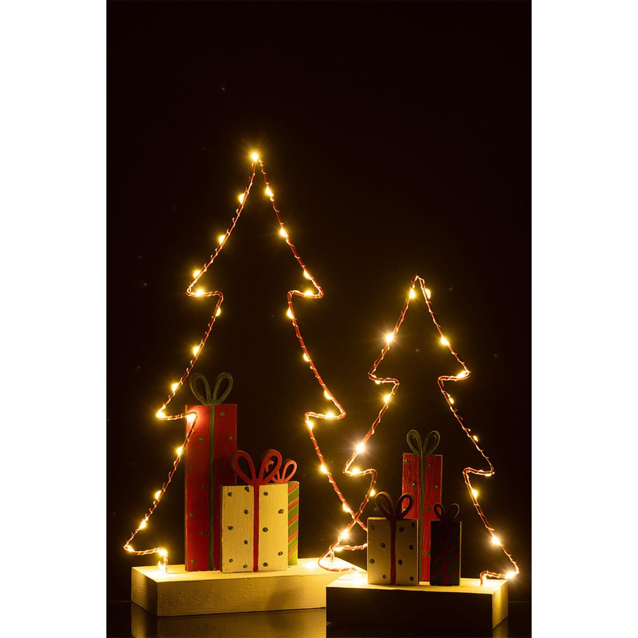 Voir la diapositive 6 : J-LINE Sapin de noël à led  cadeaux  34cm multicolore