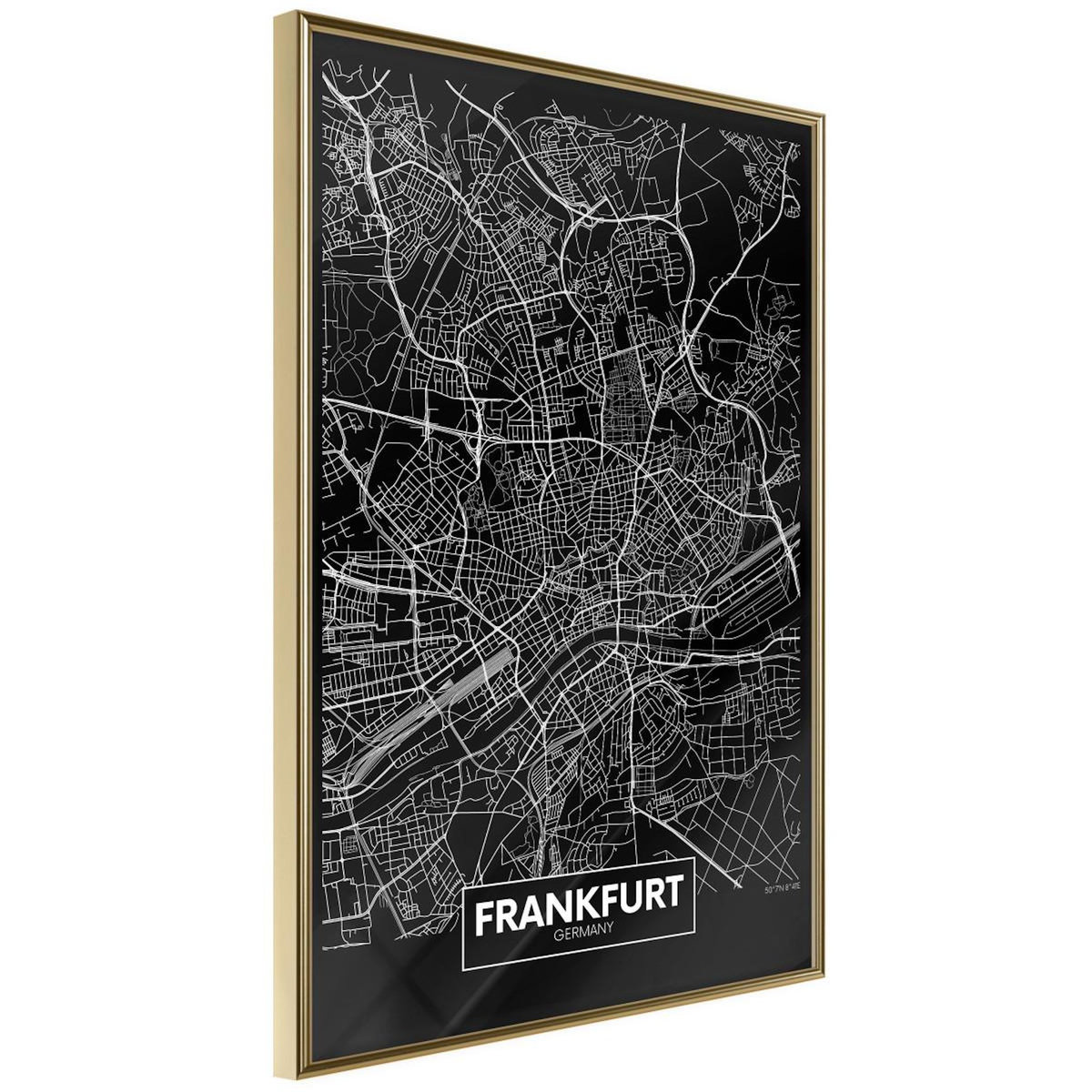 Paris Prix Affiche Murale Encadrée  City Map Frankfurt Dark