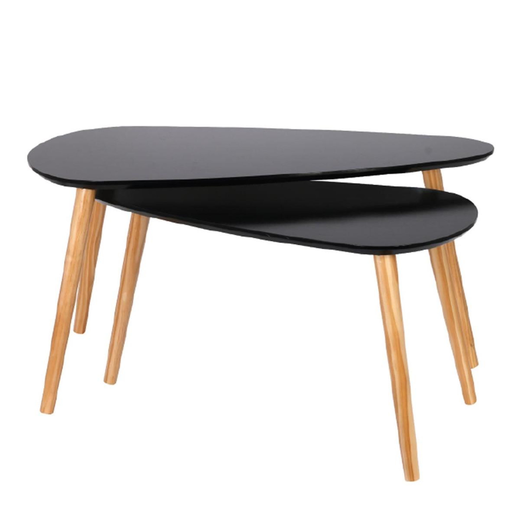 The Home Deco Factory Lot de 2 Tables Gigognes  Forme Galet  80cm Noir