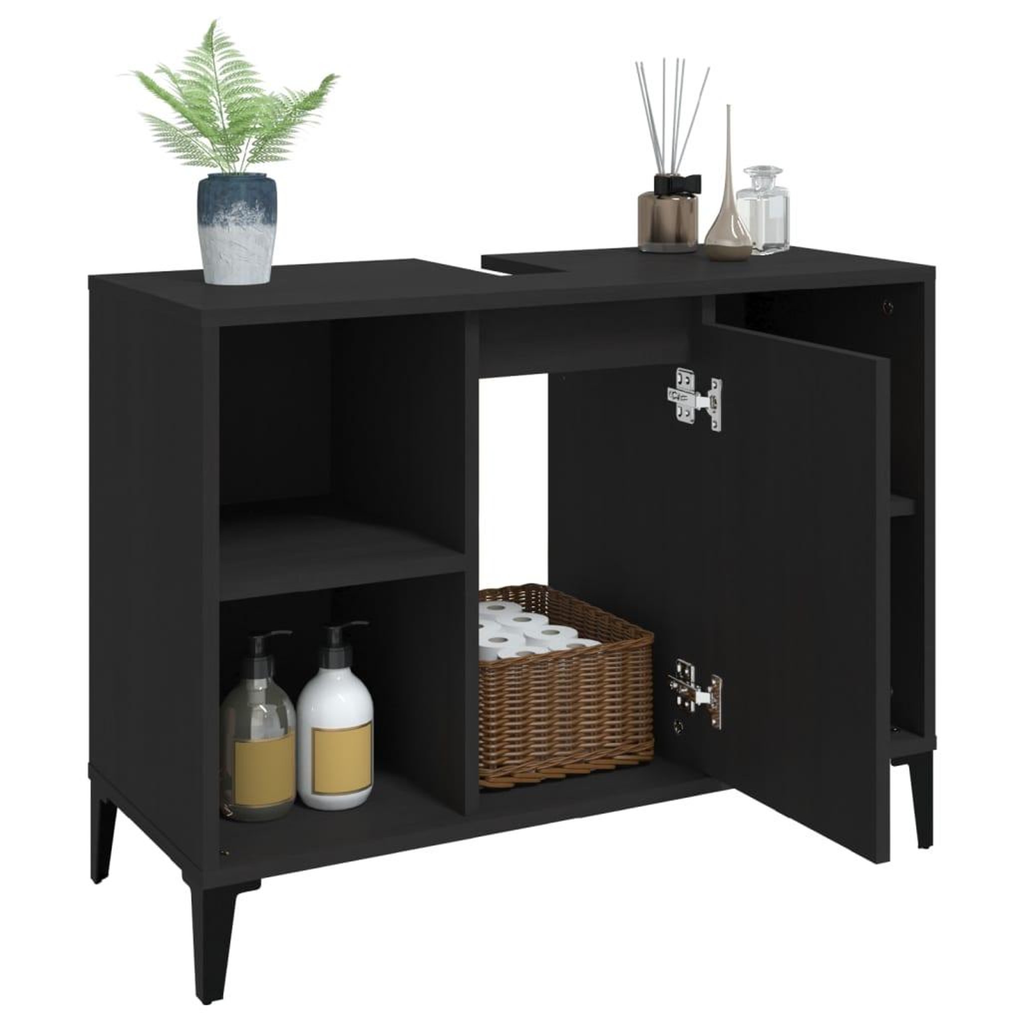 Voir la diapositive 5 : VIDAXL Meuble d'evier noir 80x33x60 cm bois d'ingenierie