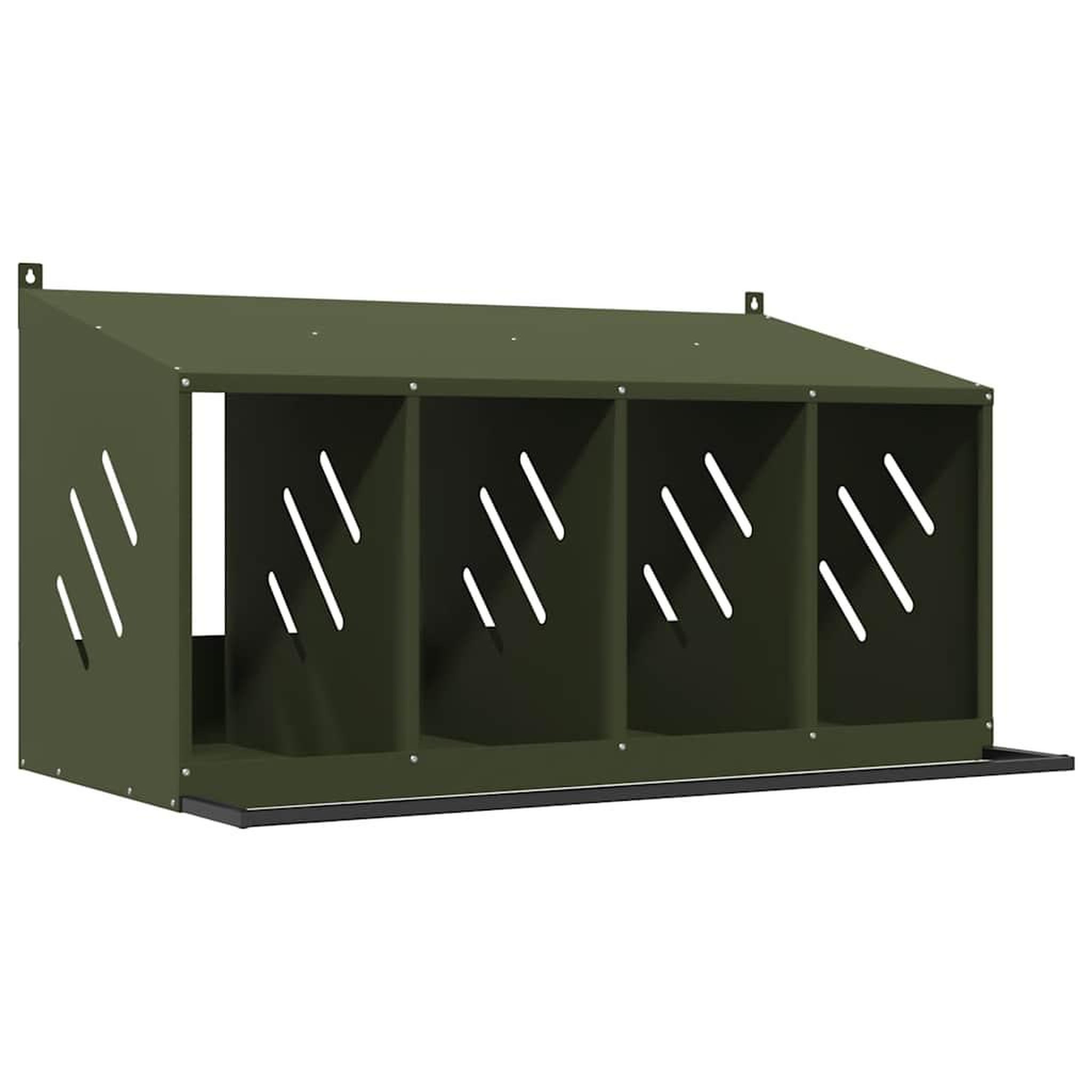Voir la diapositive 2 : VIDAXL Nichoir a poules avec 4 compartiments vert olive metal