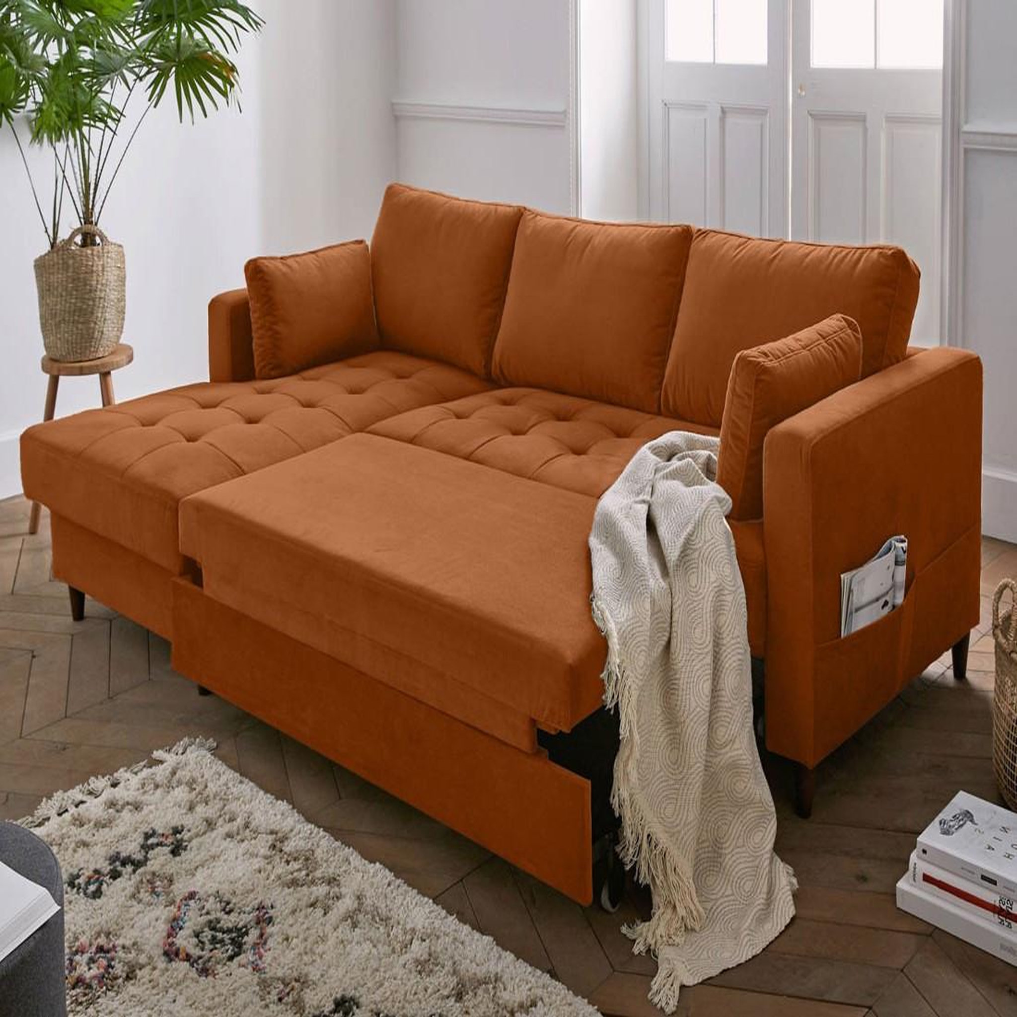 Voir la diapositive 3 : LISA DESIGN Anna - canapé d'angle gauche - 4 places - convertible avec coffre - en velours