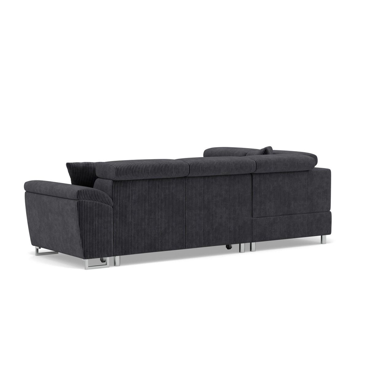 BEST MOBILIER Baoji - canapé d'angle gauche 5 places convertible avec têtières et coffre en velours côtelé