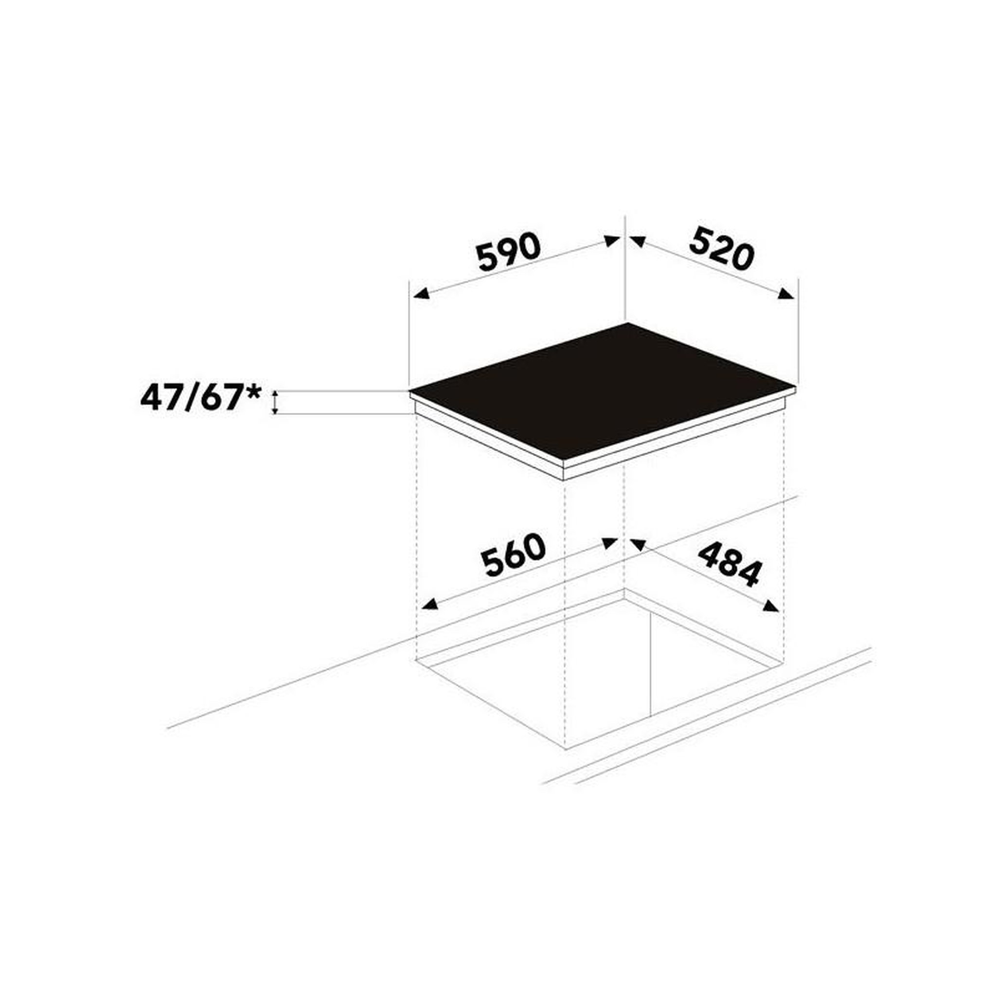 Voir la diapositive 2 : Glem Table vitrocéramique 60 cm - 3 foyers Hi-Light dont 1 extensible - 5,7 GLEM - GTH63ET