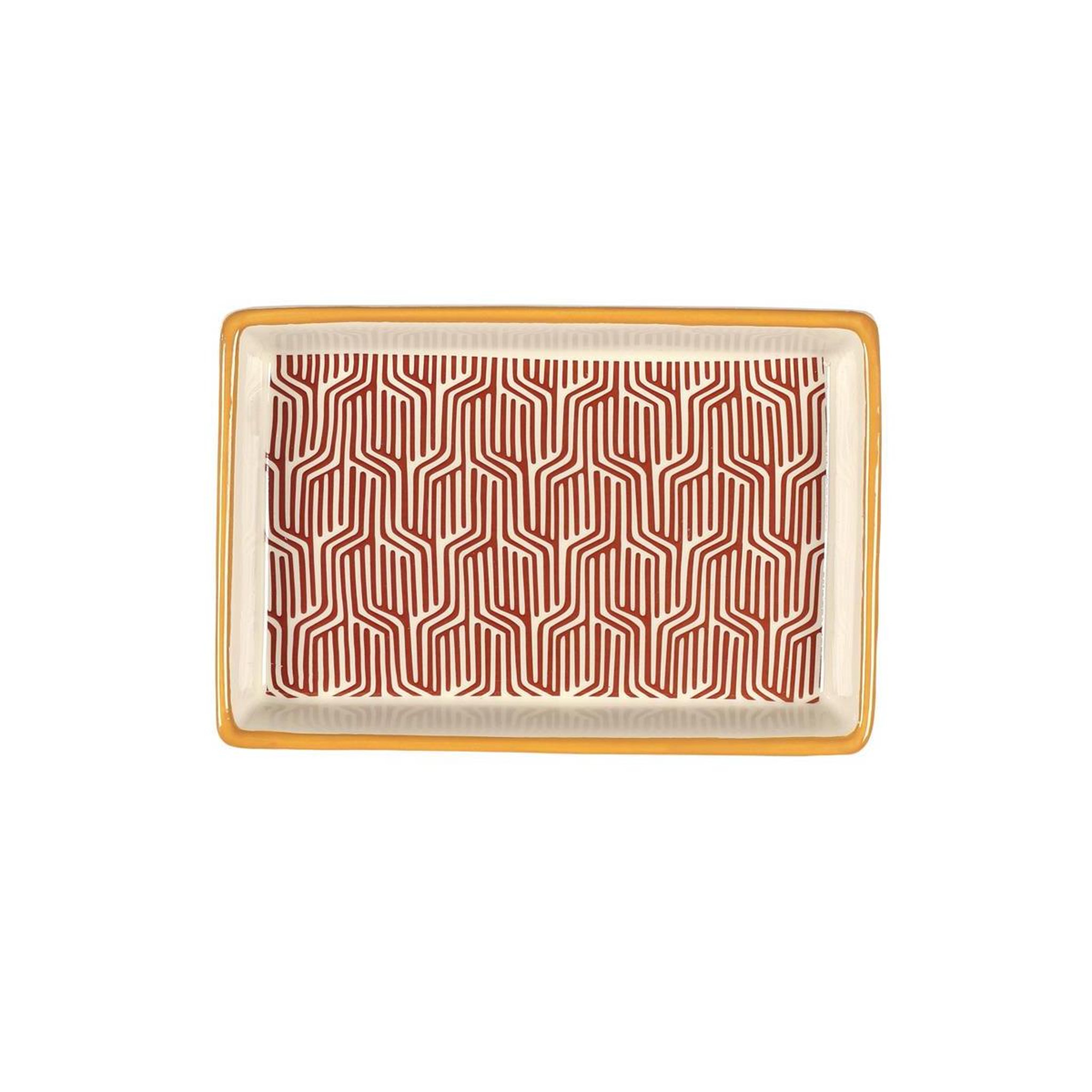 The Home Deco Factory Vide-poche en dolomite  impression d'ailleurs  15cm rouge