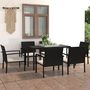 Voir la diapositive 1 : VIDAXL Ensemble a manger de jardin 7 pcs Resine tressee Noir