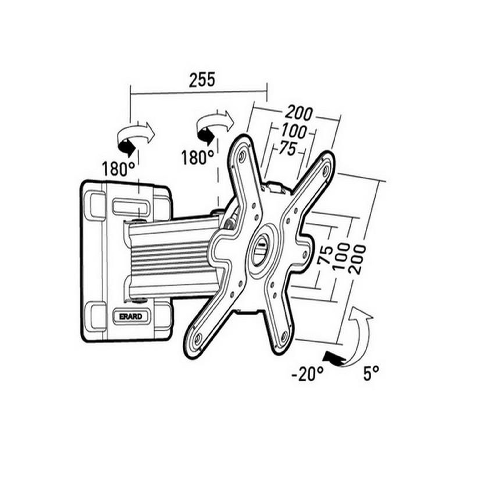 Voir la diapositive 4 : Erard Support mural inclinable/orientable pour écrans de 19 à 32 - 043420