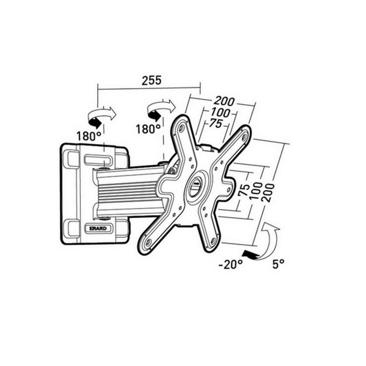 Erard Support mural inclinable/orientable pour écrans de 19 à 32 - 043420