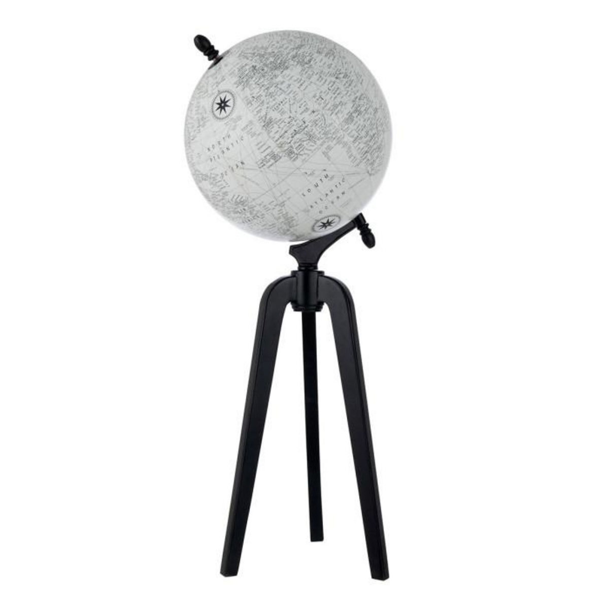 Paris Prix Globe sur Pied en Bois  Terrestre  104cm Noir & Gris