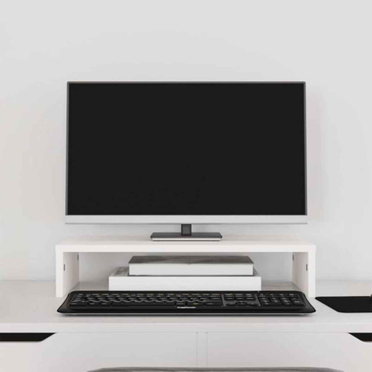 VIDAXL Support de moniteur Blanc 50x27x10 cm Bois de pin solide