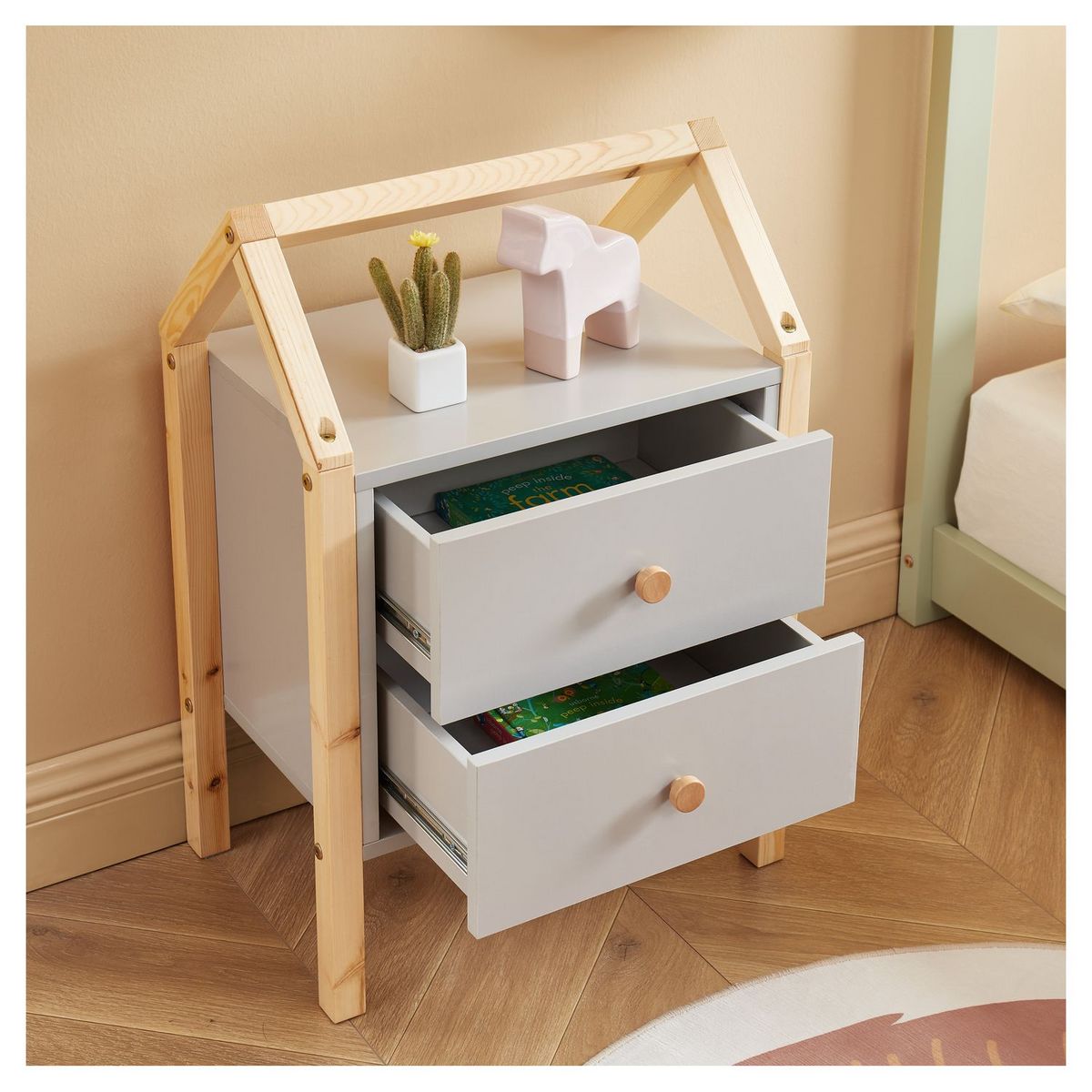 Table de chevet enfant  2 tiroirs L46cm CLEM