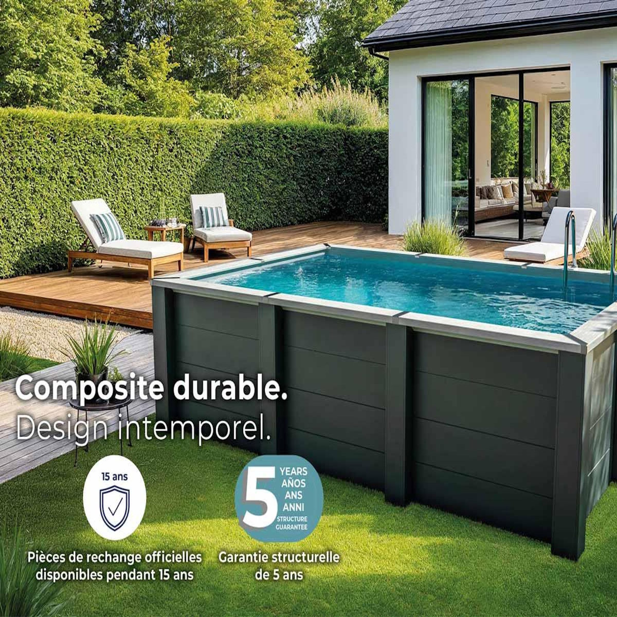 GRE Piscine composite Avant-Garde carrée 3,15 x 3,15 x 0,96 m - Gré