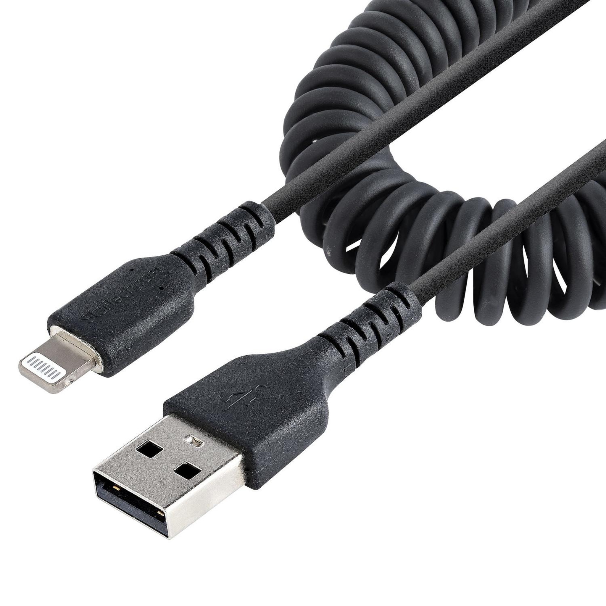 Voir la diapositive 2 : Startech Startech.com câble usb vers lightning de 50cm - certifié mfi - adaptateur usb lightning noir, gaine durable en tpe - cordon chargeur iphone/lightning spiralé en fibre aramide - câble usb pour iphone très résistant