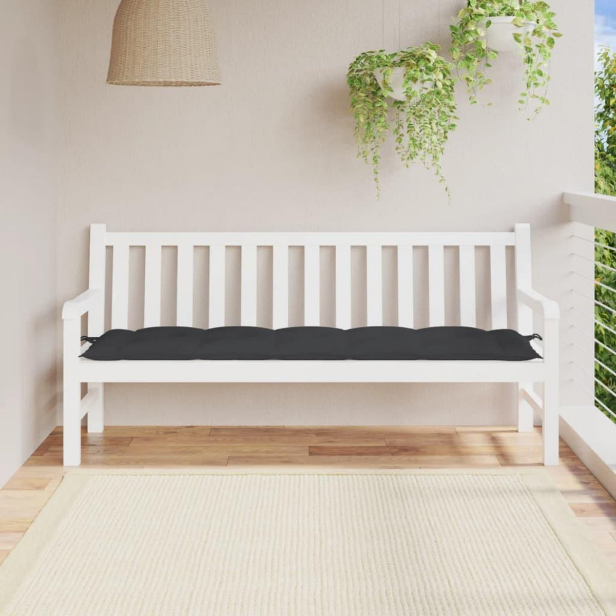 VIDAXL Coussin de banc de jardin noir 180x50x7 cm tissu oxford