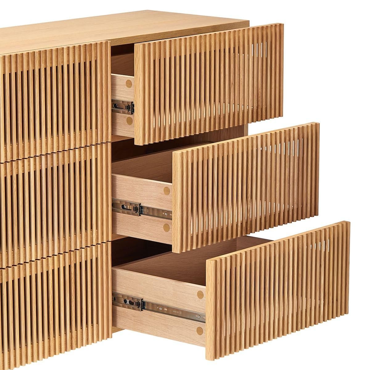 HOMIFAB Commode 6 tiroirs en bois 120 cm - Umea