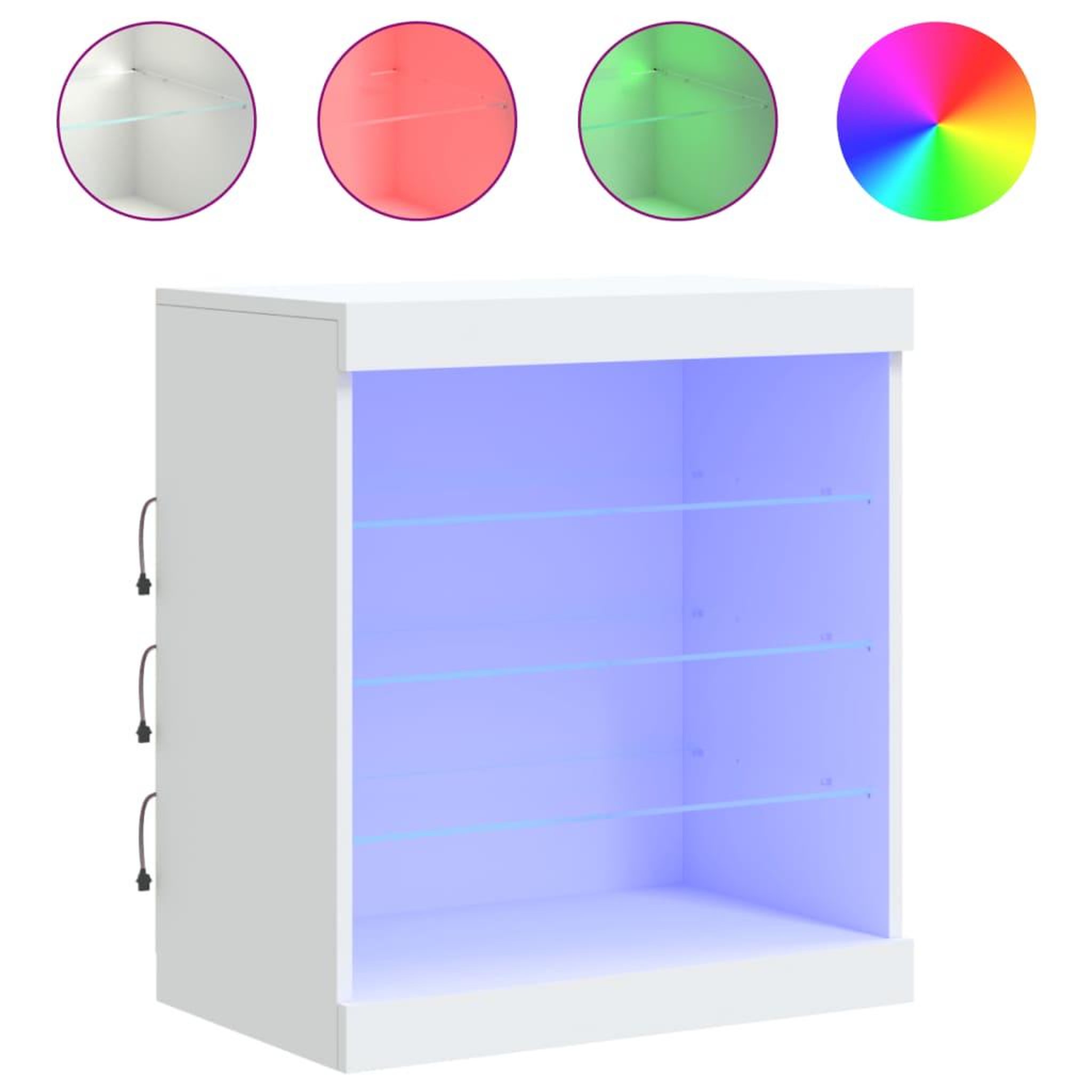Voir la diapositive 2 : VIDAXL Buffet avec lumieres LED blanc 60,5x37x67 cm